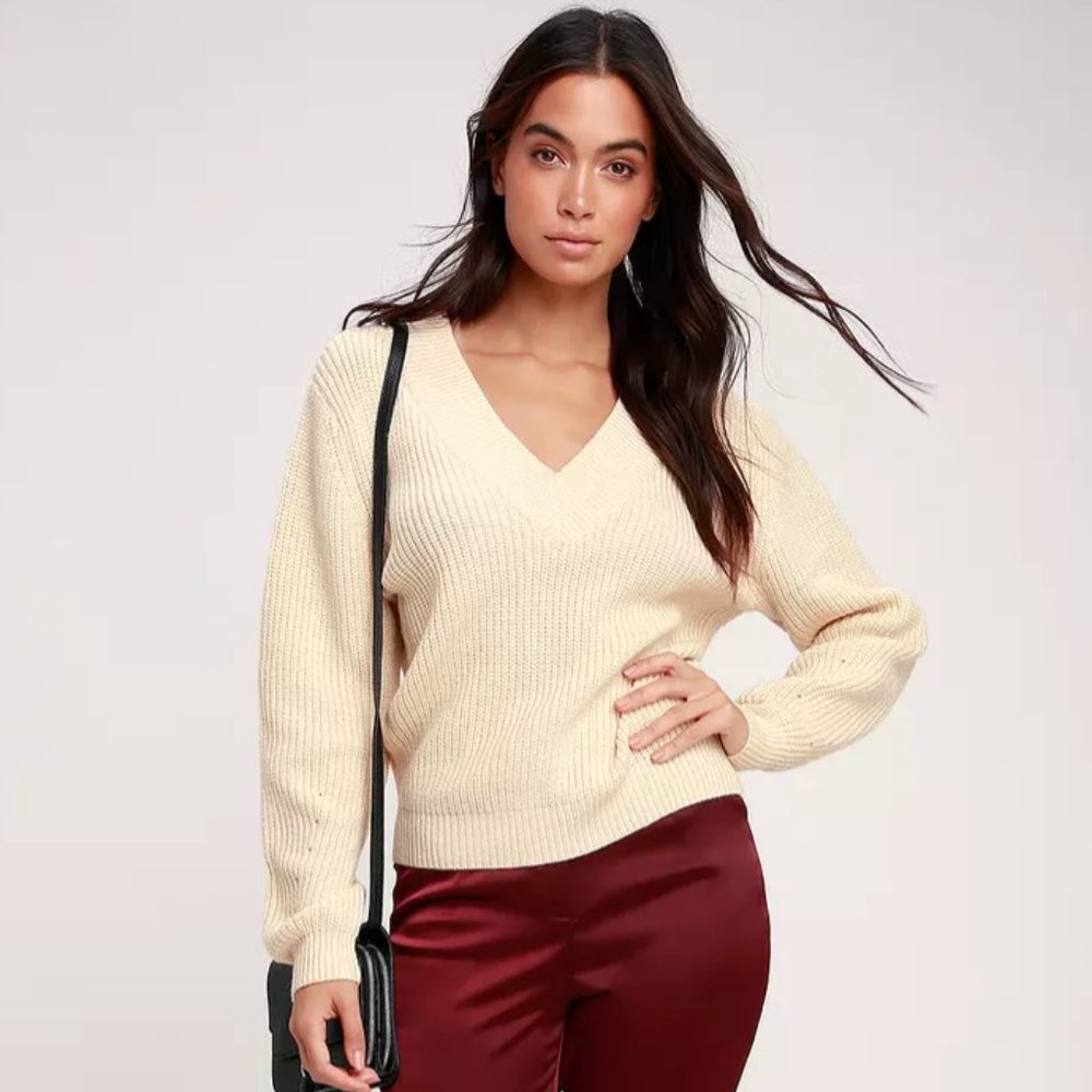 Lulu's Go your own way Beige Sweater